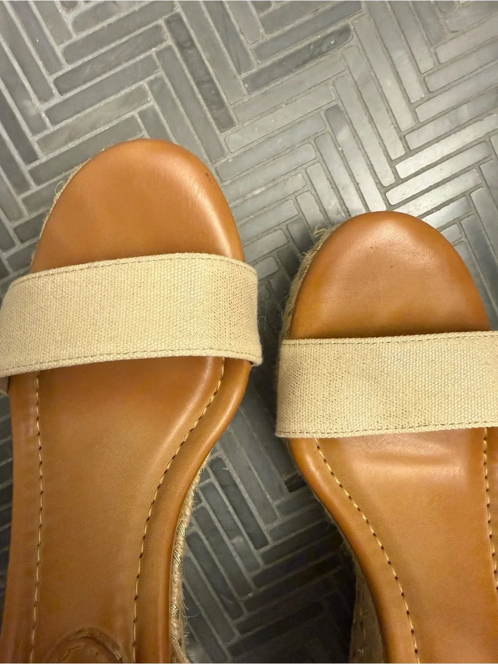 Beige Espadrille Wedge Sandals - Women